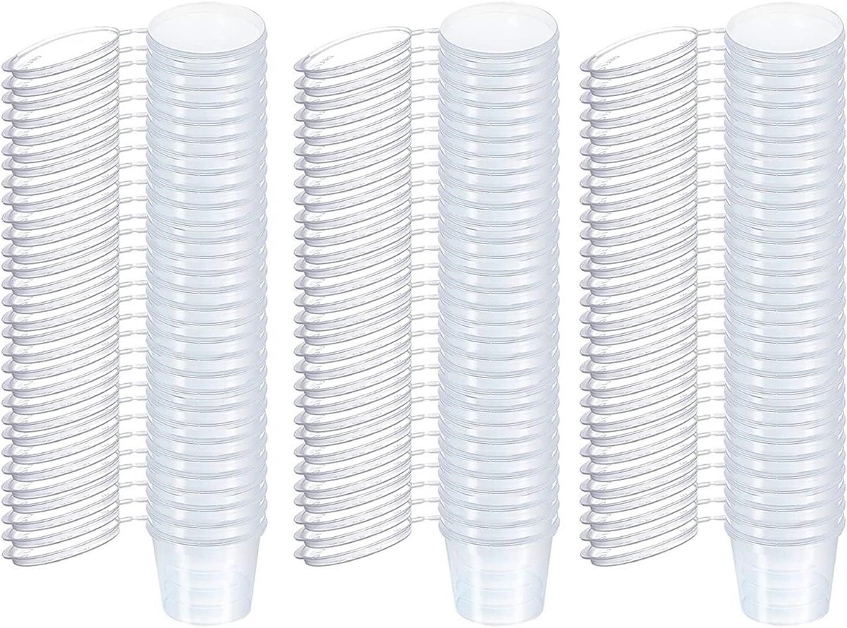 Set van 50 herbruikbare kunststof containers met deksel - 100 ml - lekvrij en magnetronbestendig - voor sauzen, dips, specerijen, snacks - diamanttekening - opbergdozen voor voedselopslag