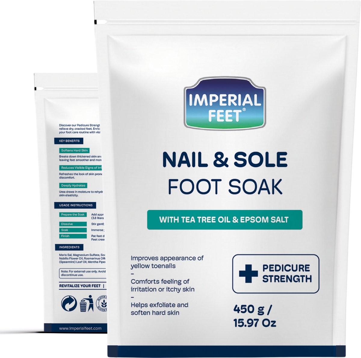 Voetenbad Zout – Nail & Sole Soak – met Tea Tree Oil & Epsom Zout – Verzorging voor Nagels en Zolen – Bij Vermoeide en Zware Voeten