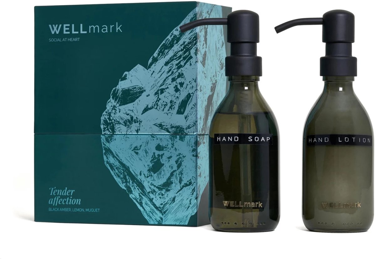 Wellmark giftbox hand care: handzeep 250ml + handlotion 250ml - tender affection midnight green