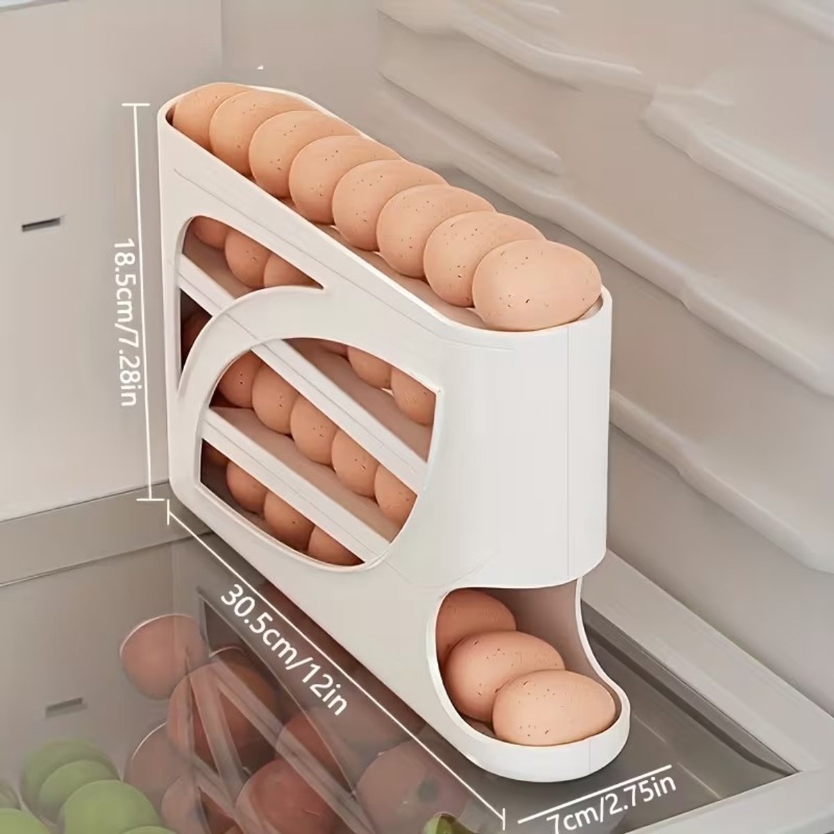 Eierhouder voor koelkast- 30 eieren - Eiermand - Eierdispenser - Eiermand - Moderne Keukenaanpassingen - Duurzaam Plastic Materiaal - Zijdeurontwerp