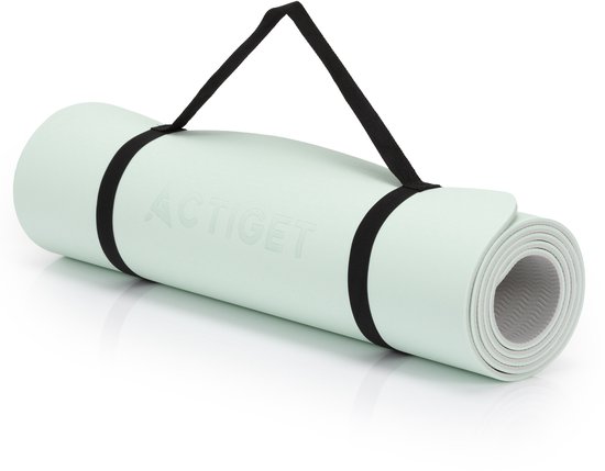 Actiget® Yogamat - Extra Dik - Inclusief Draagriem - 183 x 61 x 0.6 CM - Mint - TPE van Actiget — afbeelding 5