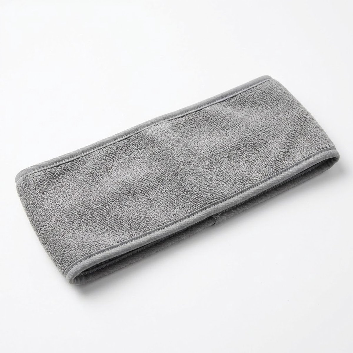 Grijze spa haarband dames – brede elastische badstof hoofdband – comfortabele make up en gezichtsreiniging haarband – zachte rekbare spa band voor skincare en wellness