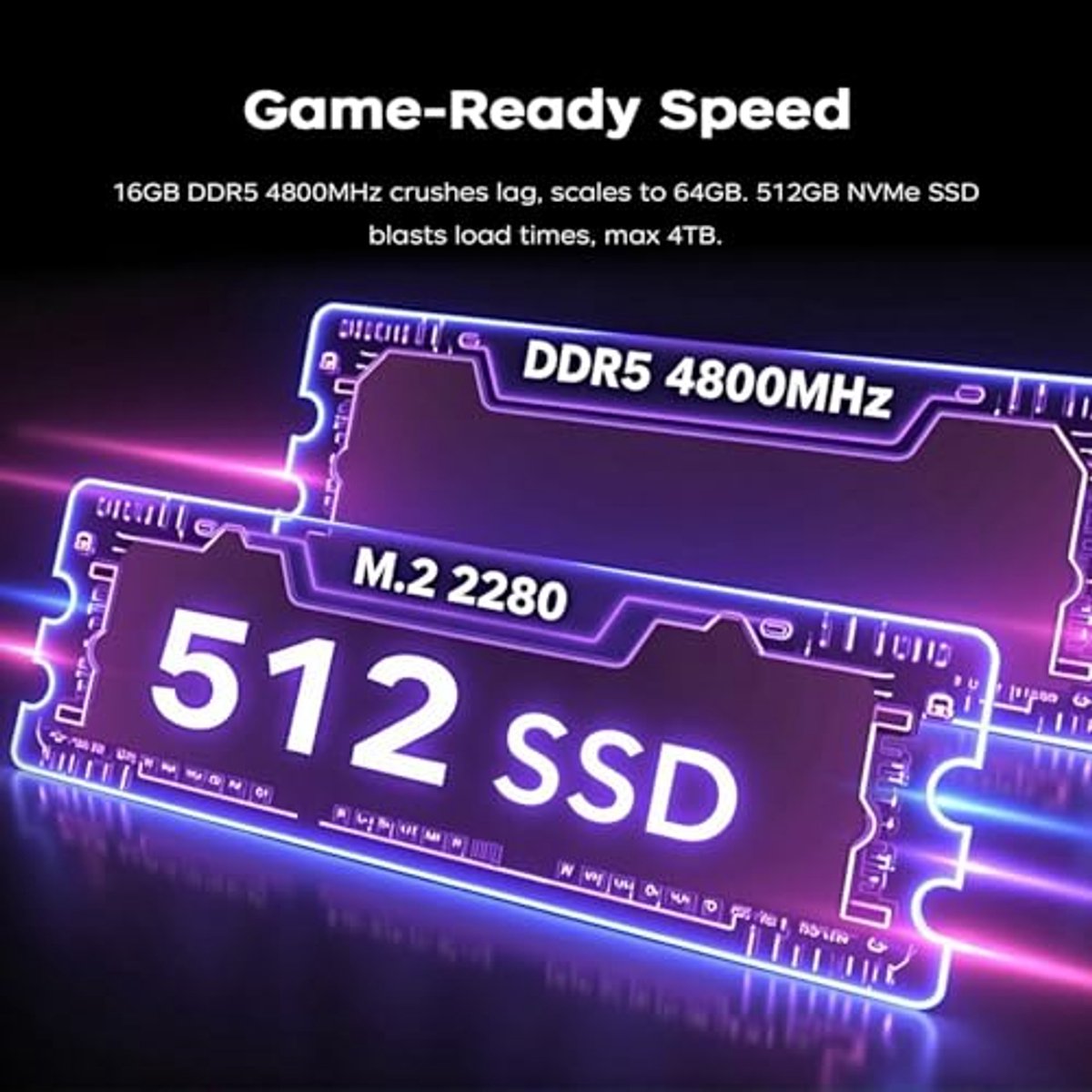ACEMAGIC RX16 16 inch Full HD Gaming Laptop - AMD Ryzen 7 H255 (8/16, tot 4.9GHz) - 24 GB DDR5 RAM - 512 GB SSD - AMD Radeon™ 780M -Windows 11 Pro Notebook - WIFI 6 — afbeelding 4