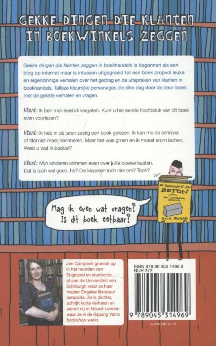 Gekke dingen die klanten in boekhandels zeggen - back cover