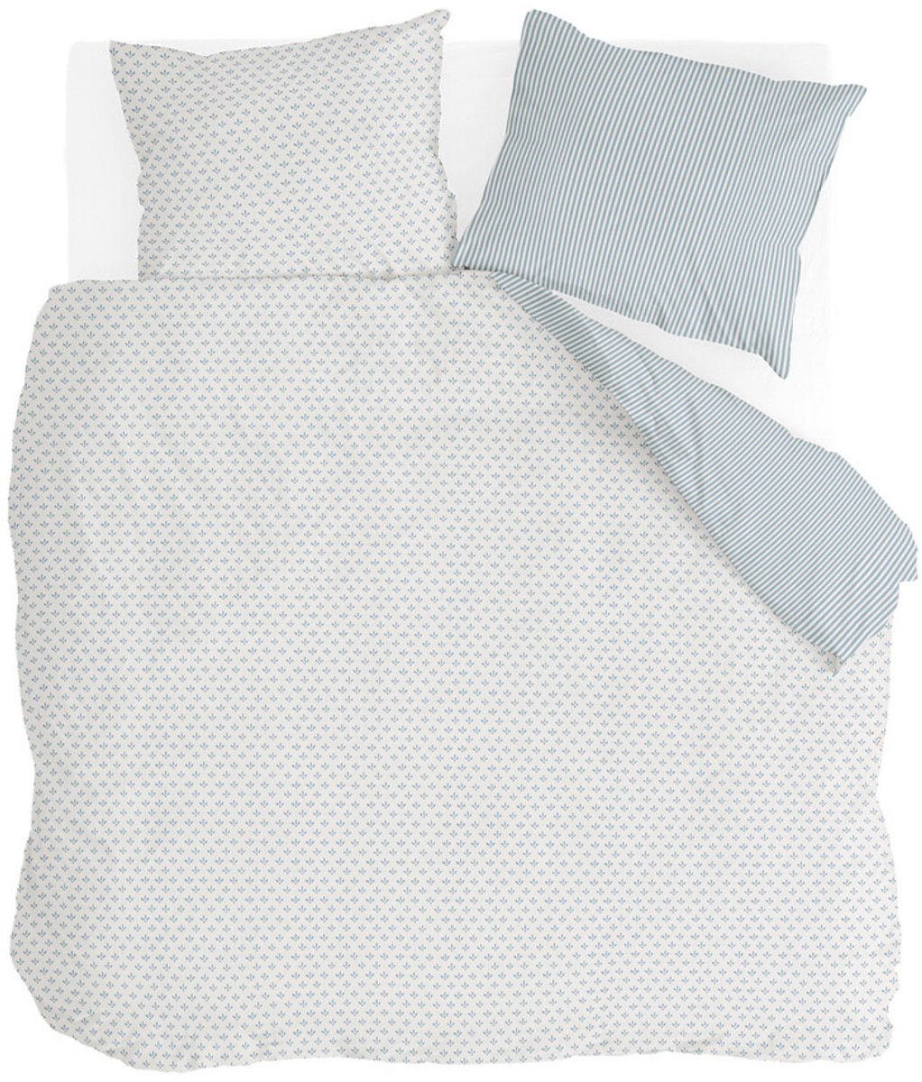 Walra Dekbedovertrek Warm Whispers - 240x220 - 100% Katoen (BCI) - Off White / Blauw