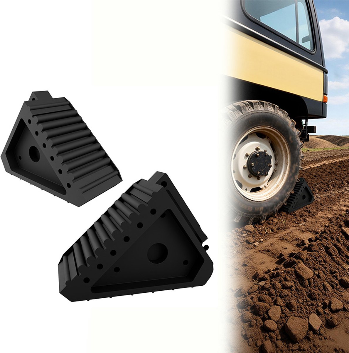 Aufun wielwiggen – set van 2 – kunststof – zwart – driehoek – voor auto's, aanhangers en campers