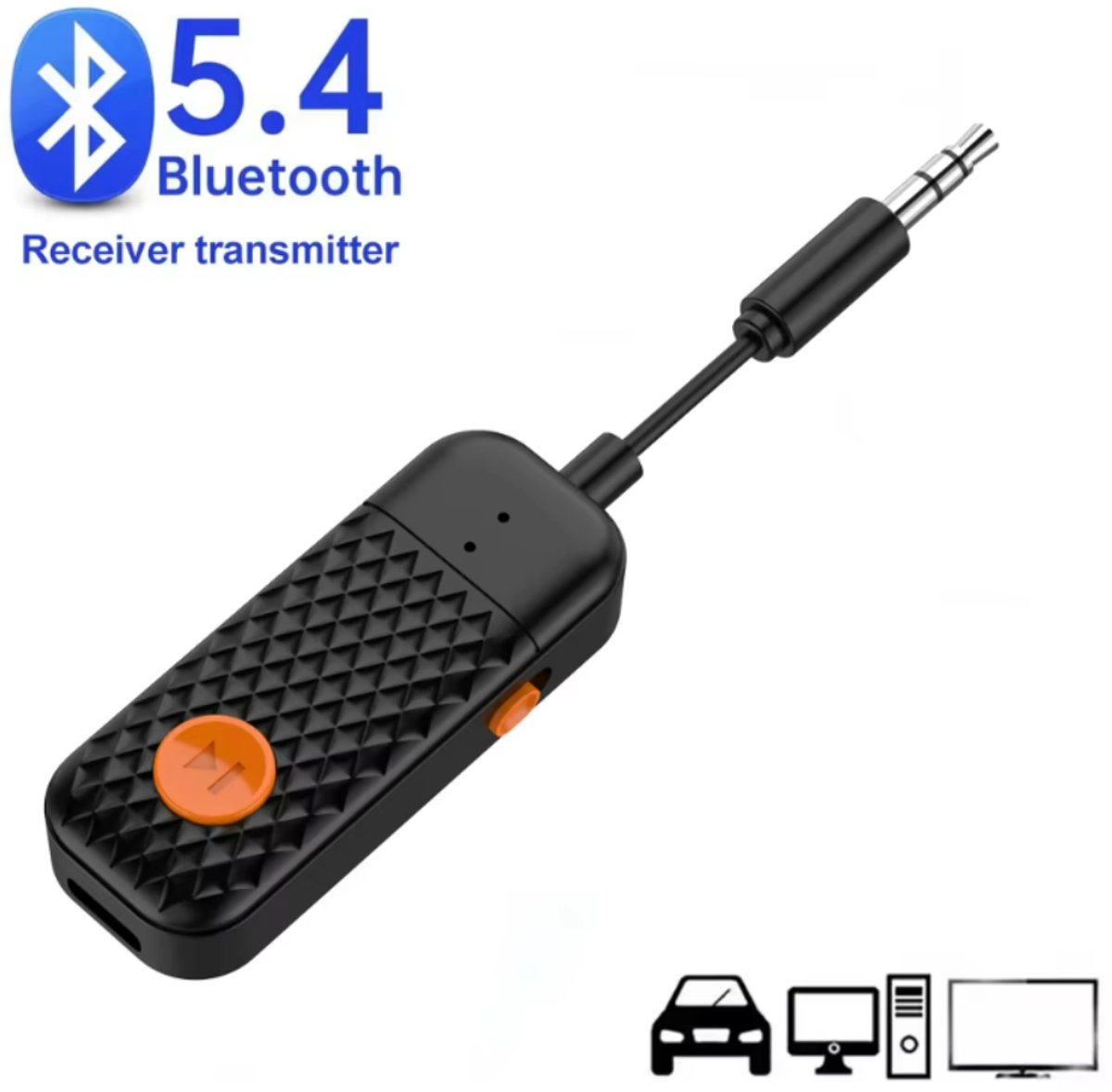Bluetooth 5.4 Audio Zender & Ontvanger – 3,5 mm AUX Draadloze HiFi Muziek Adapter met Microfoon – Geschikt voor Auto, TV, PC, Vliegtuig & Koptelefoon