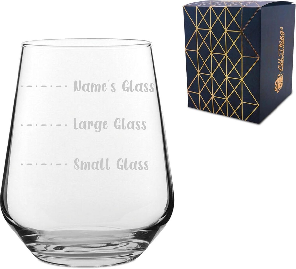 Gepersonaliseerd Gegraveerd Wijnglas met Naam en Leuke Maatverdeling Kado
