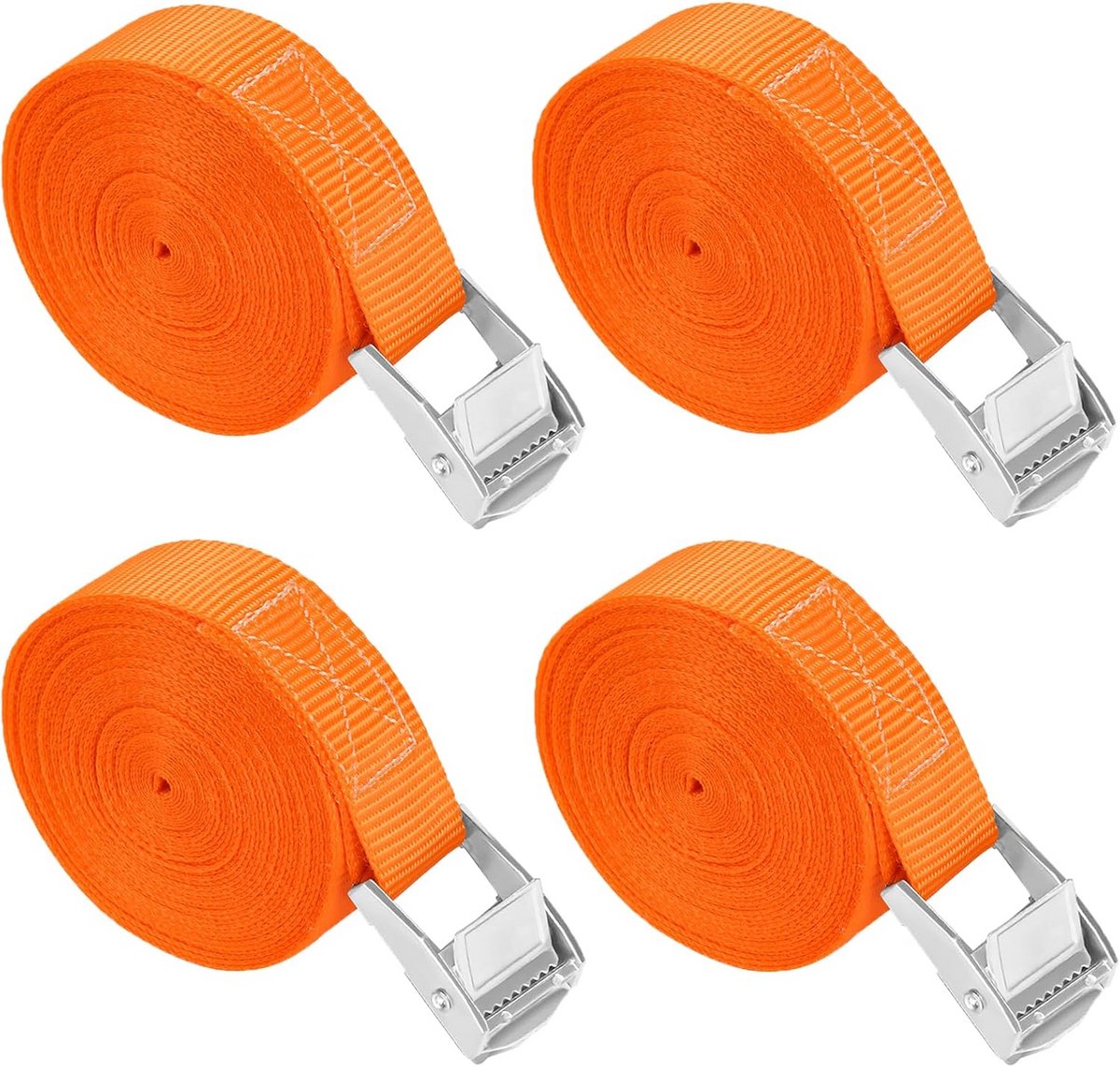 Spanbanden Set van 4 - Zware Klembanden met Ratel voor Fiets, Auto, Aanhanger en Bagage - 6 Meter