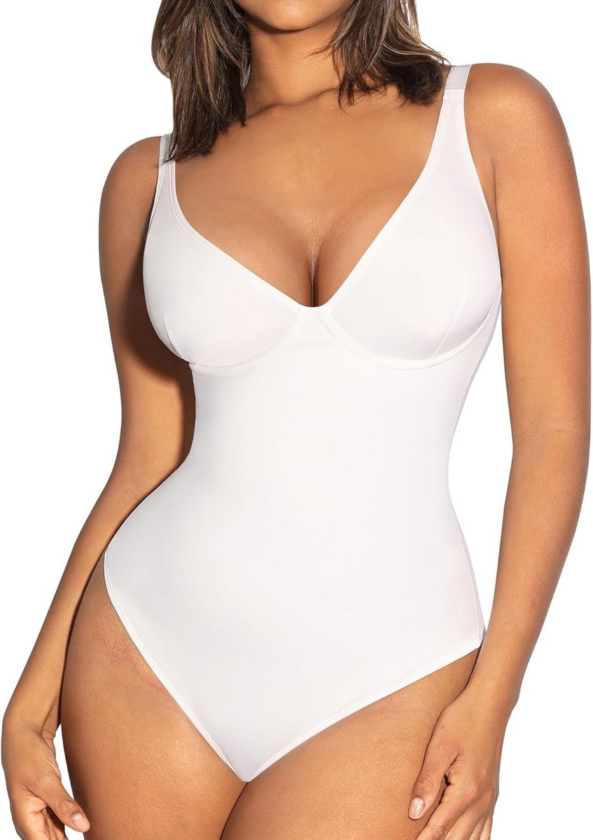 Naadloze Shapewear Body met Diepe V-Hals voor Vrouwen - Buikcorrigerend en Figuurcorrigerend