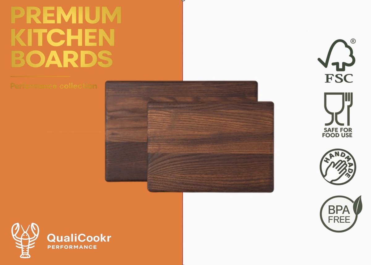 QualiCookr | Thermisch Essen Serveerboard Set (2pcs) | Borrelplank | Kaasplank | Tapasplank | Serveerplank | Hapjesplank | Snijplank