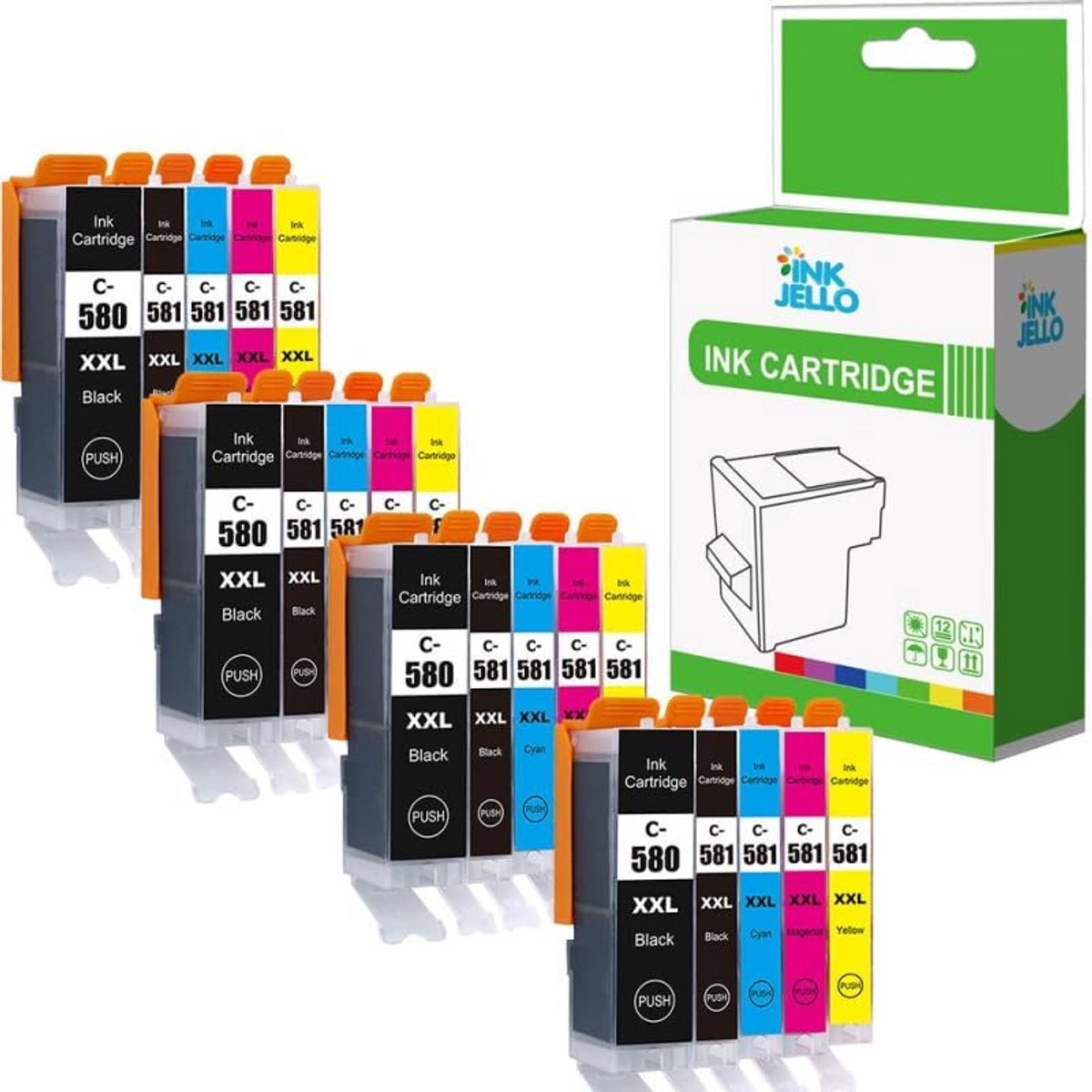 XXL Inktcartridges Set Zwart Cyaan Magenta Geel voor Pixma Printers