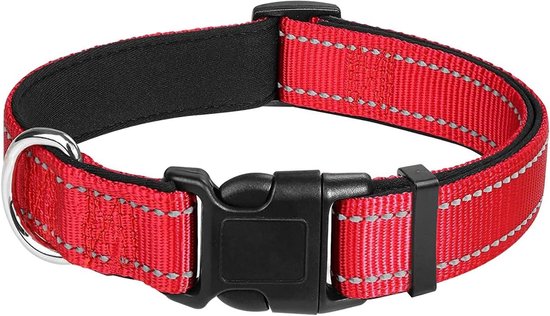 Lionto Hondenhalsband – Gevoerd Nylon Met Reflecterende Strips – Waterdicht & Verstelbaar – Zachte Neopreen Padding – Maat S (Zwart) – Ook Geschikt Voor Katten