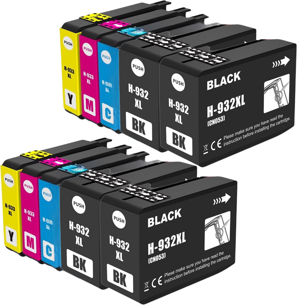 10x Inktcartridges 932XL 933XL Multipack - (4Z+2C+2M+2Y) - Compatibel met HP 932 XL 933 XL - Hoge Capaciteit (40ml/14ml) - voor OfficeJet 6600, 6700, 7110, 7610