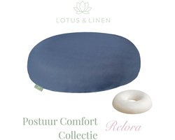 Lotus & Linen Postuur Comfort Collectie - Relora Traagschuim (Visco-elastische) Donutkussen - Orthopedisch Zitkussen - Ergonomisch Ringkussen - Stuitkussen - Memory Foam (Viscoelastic) Ring Pillow - 43x43x9 cm