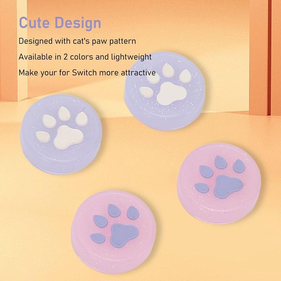 4x Siliconen Joystick Grips Kattenpootjes voor Switch, Lite en OLED - Antislip Thumbstick Covers — afbeelding 5