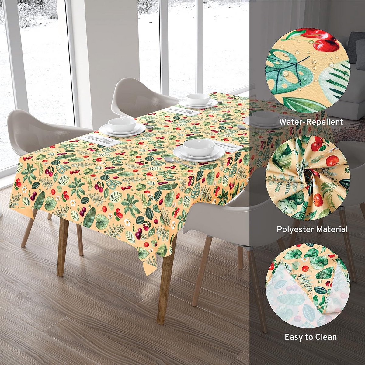 Waterafstotend Twill Tafelkleed Polyester Rechthoekig 142x240cm voor 6 tot 8 Stoelen