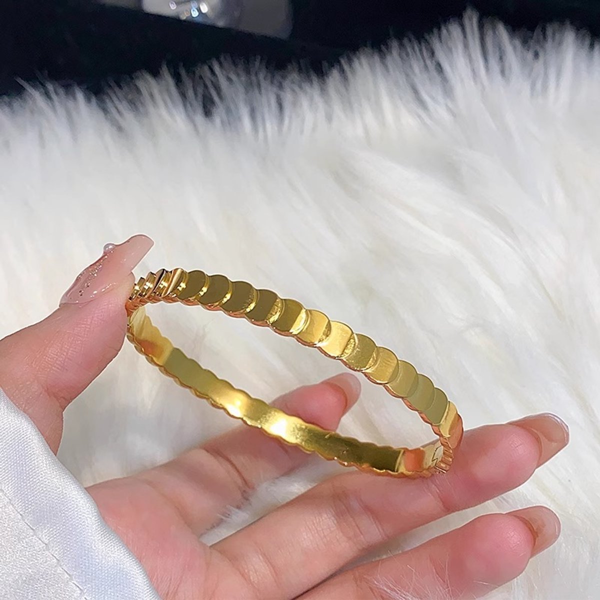 Glintweave – Roestvrijstalen Disc Armband – 18K Verguld – Dames – Goud