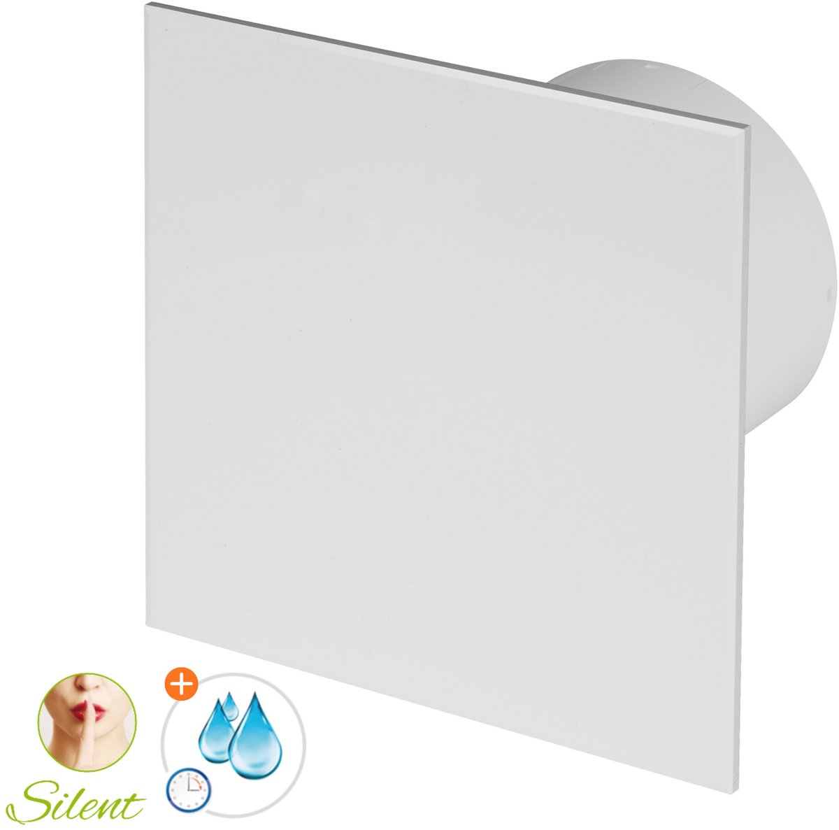 Silent badkamerventilator 100 mm – Timer en Vochtsensor – 75 m³/h – Mat wit