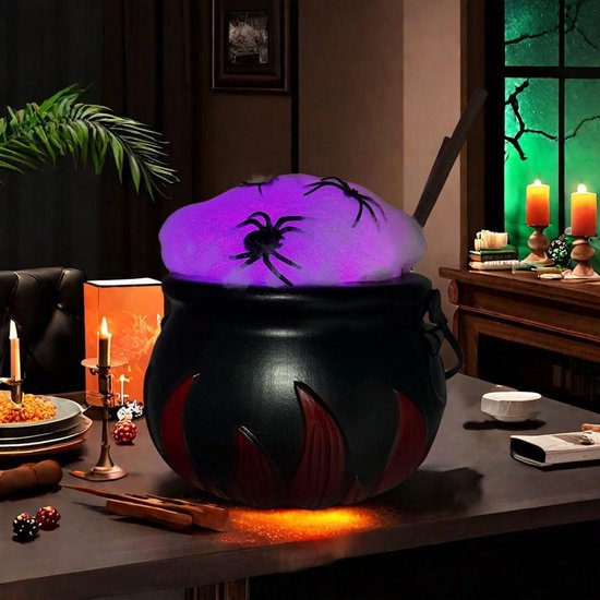 Grote Heksenketel met Bellenblaas en LED Lichtketting - Halloween Decoratie met Afstandsbediening