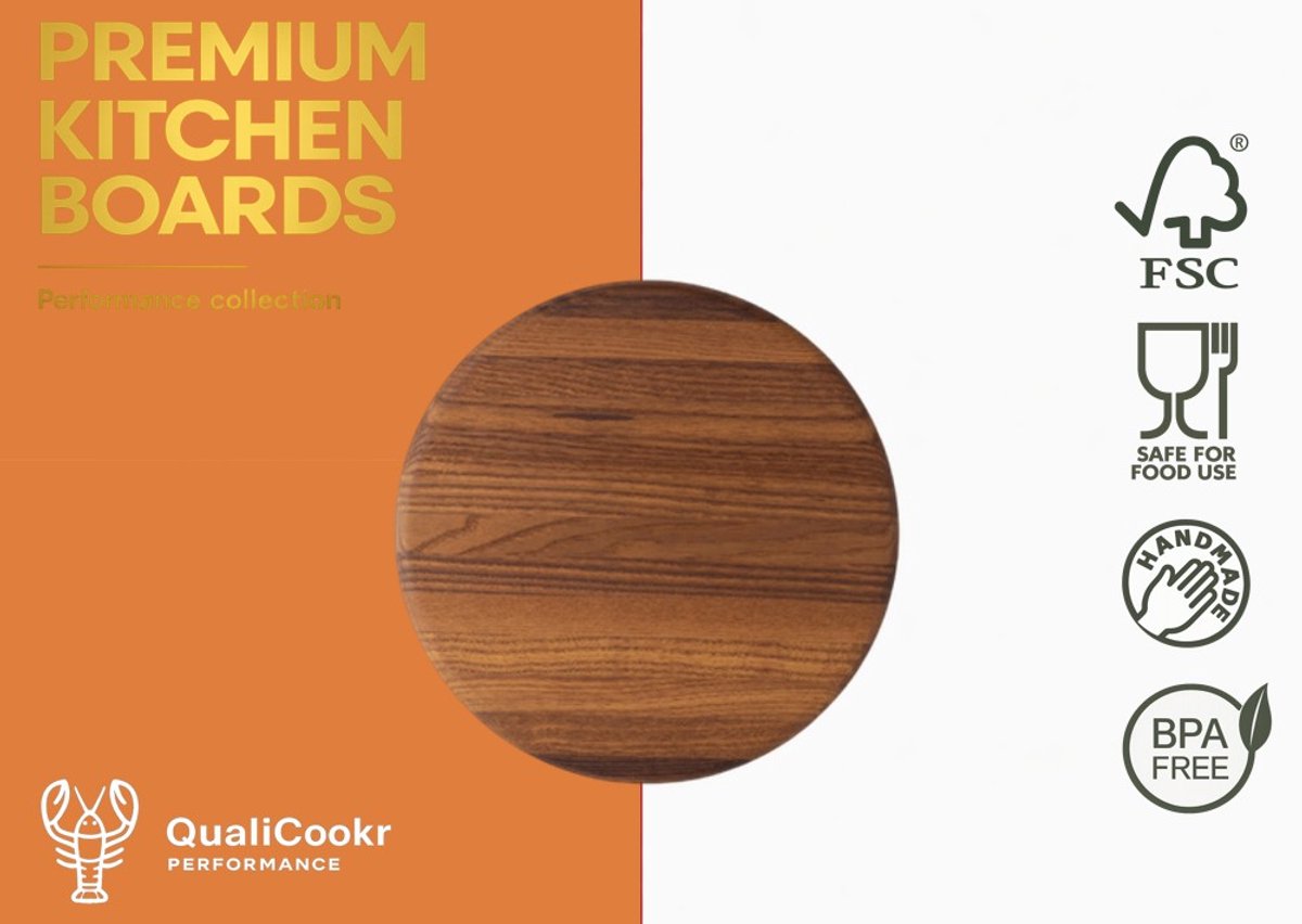 QualiCookr | Thermisch Essen Serveerboard rond ∅220MM | Borrelplank
