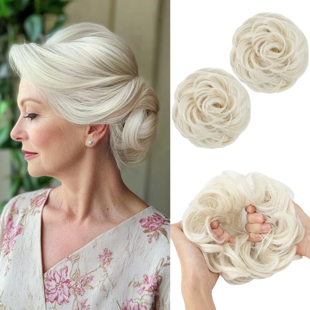 2 Stuks Rommelige Haarverlenging Scrunchie Bun voor Dames - Synthetische Opsteekknot