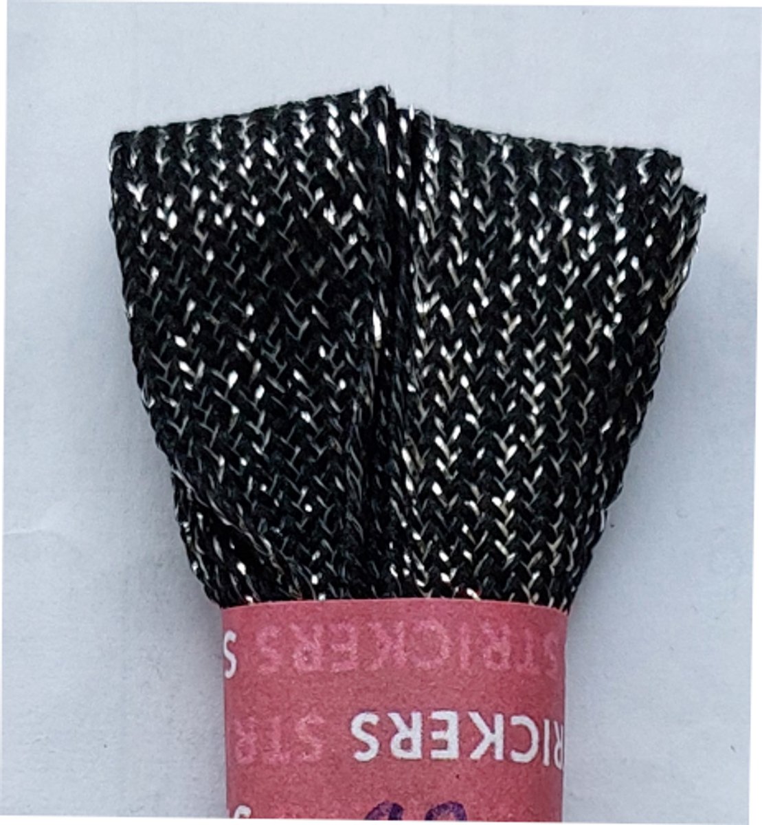 Strickers Veter - Zwart/Zilver - Meerkleurig - Plat - Extra Breed - Lengte 90 cm - Breedte 16 mm - Schoenveter