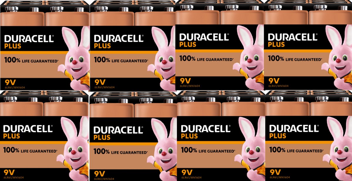 Duracell Plus 9V - alkaline batterijen - 6LR61 - 32 stuks