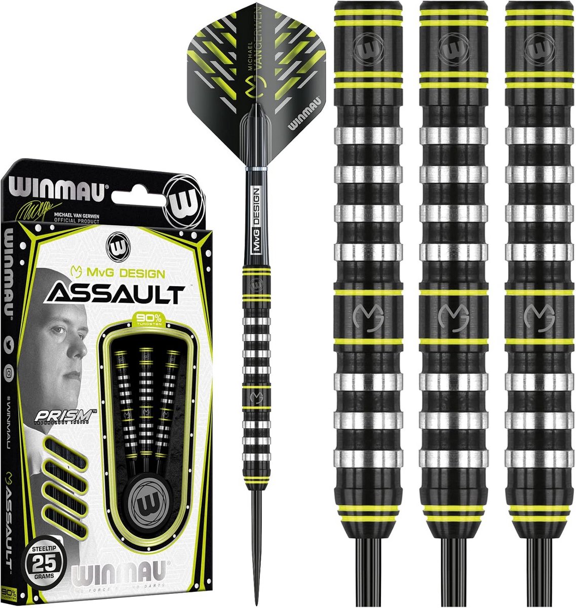 Tungsten Steeltip Darts - Dartpijlen Set - Professioneel Darten - Geoptimaliseerd Ringgreepprofiel - 25 Gram - Groen