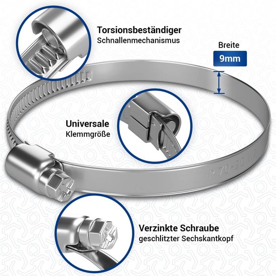 Slangklem RVS 70-90 mm voor Afvoerslang Ø 80 mm - Verstelbare Slangenklem — afbeelding 3