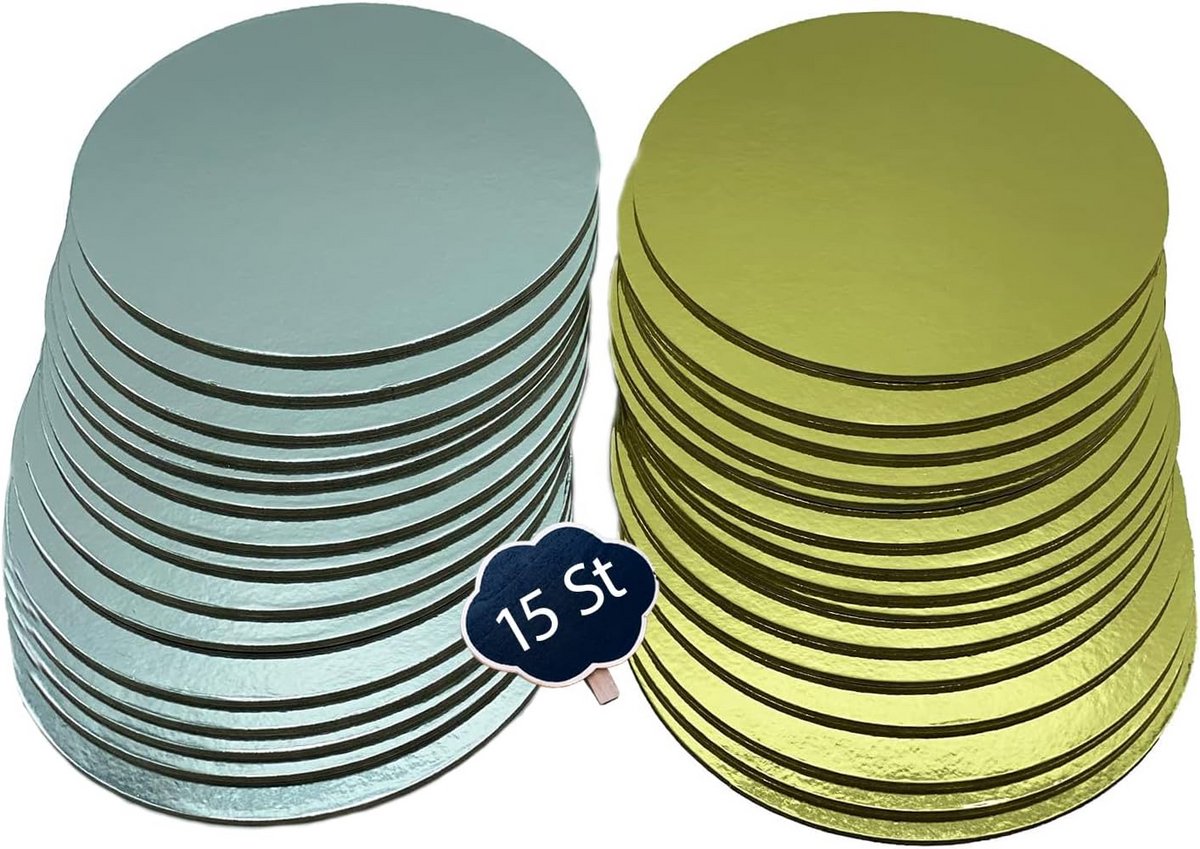 Set Taartborden Goud & Zilver 3mm Dik Karton - Verschillende Maten en Hoeveelheden
