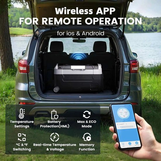 LabelOne Koelbox - Koelbox Auto - 35L- bluetooth - Dual Zone: vriezen en koelen - max- en eco-modus - met wielen - 50.4x26x28.5cm van LabelOne — afbeelding 3