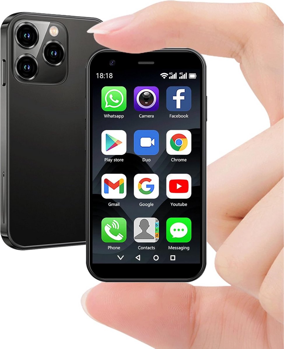 Compacte 4G Mini Smartphone 3.0 Inch HD Scherm Quad Core Dual SIM 3+32GB Zakformaat