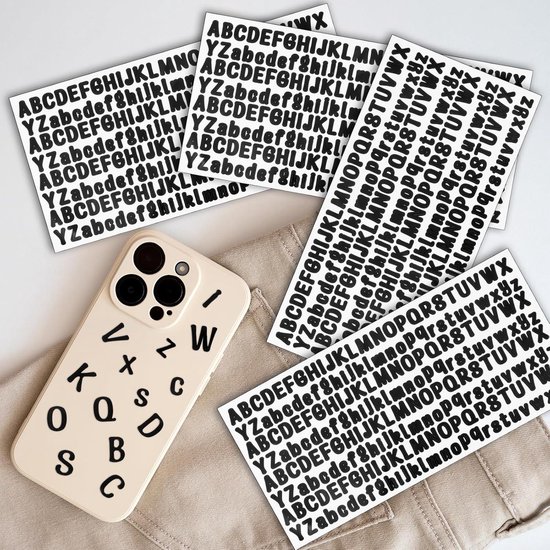 181 stuks/4 vellen zelfklevende letterstickers, kleurrijke vintage