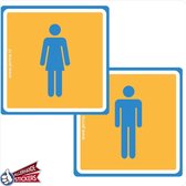 Dames en Heren toilet pictogram stickers.