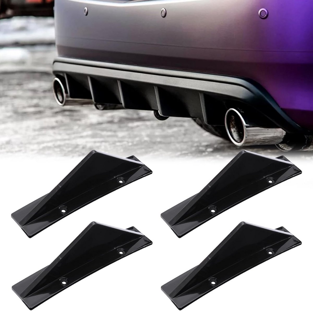 Universele Achterbumper Spoiler Set - 4 Delige Achterbumper Splitter Diffuser
