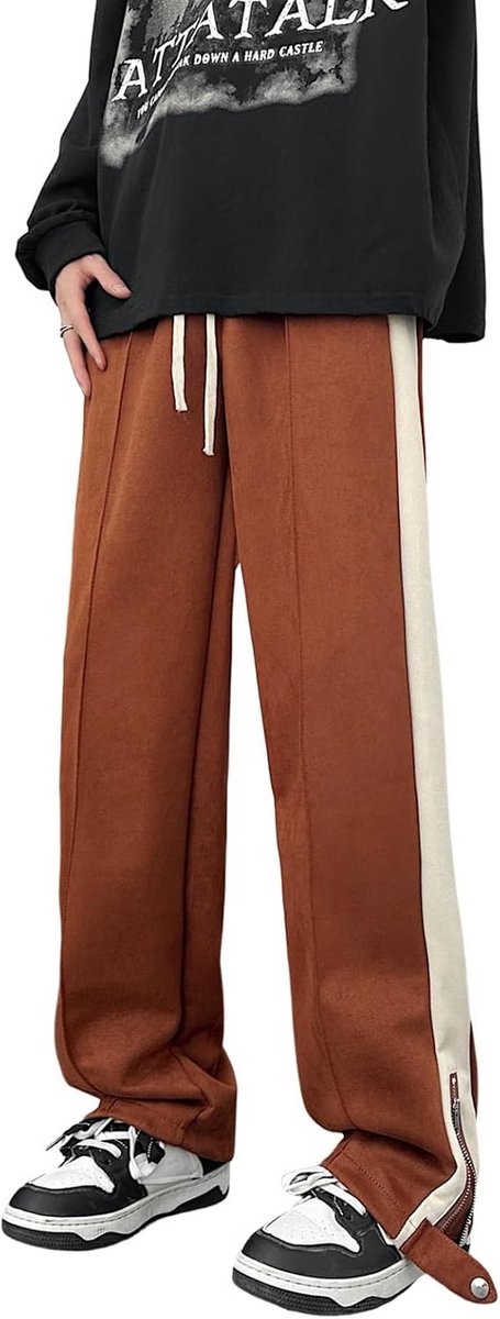 Streetwear Heren Joggingbroek met Wijde Pijpen en Colorblock - Elastische Taille