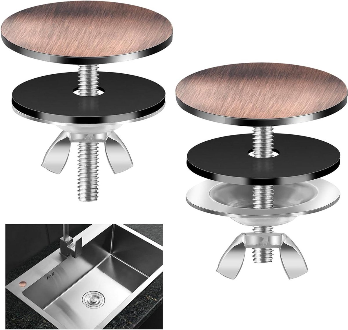 Aanrecht Gat Cover 5'' RVS Plaat Stopper Kraan Gat Cover - Set van 2 - Brons Kleur