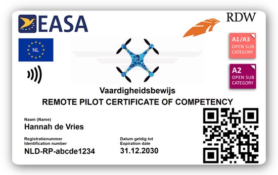 Pasje.pro - NFC Drone Vliegbewijs Pas - Met NFC - Contactless