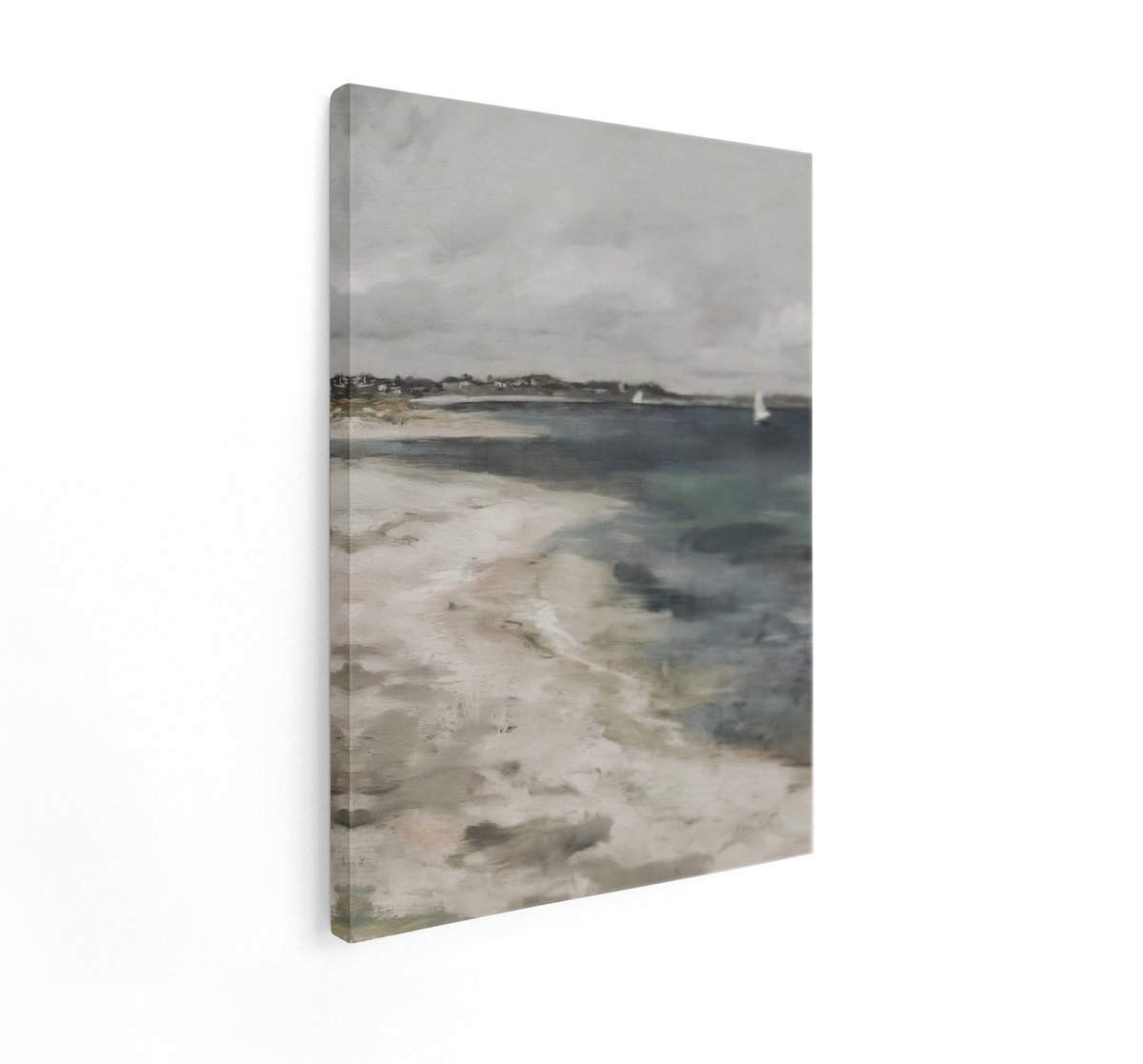 Artaza Canvas Schilderij Strand - 90x120 cm - Wanddecoratie Zee - Muurdecoratie Zeilboten