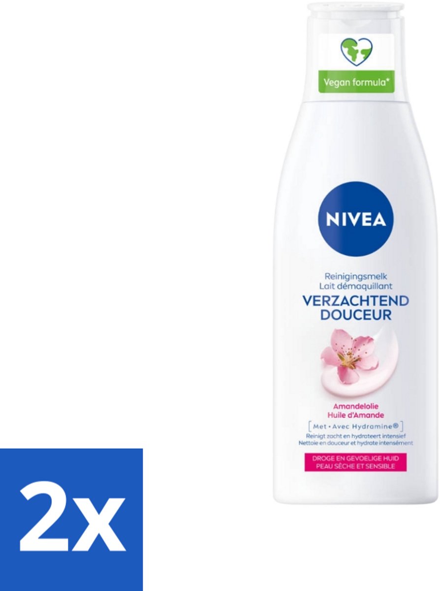 2 x Nivea - Gezichtsreiniger - Droge en Gevoelige Huid - Amandelolie - Hydramine - 200 ml - Gevoelige Huid - Droge Huid - Gezichtsreiniger - Amandelolie - Hydramine
