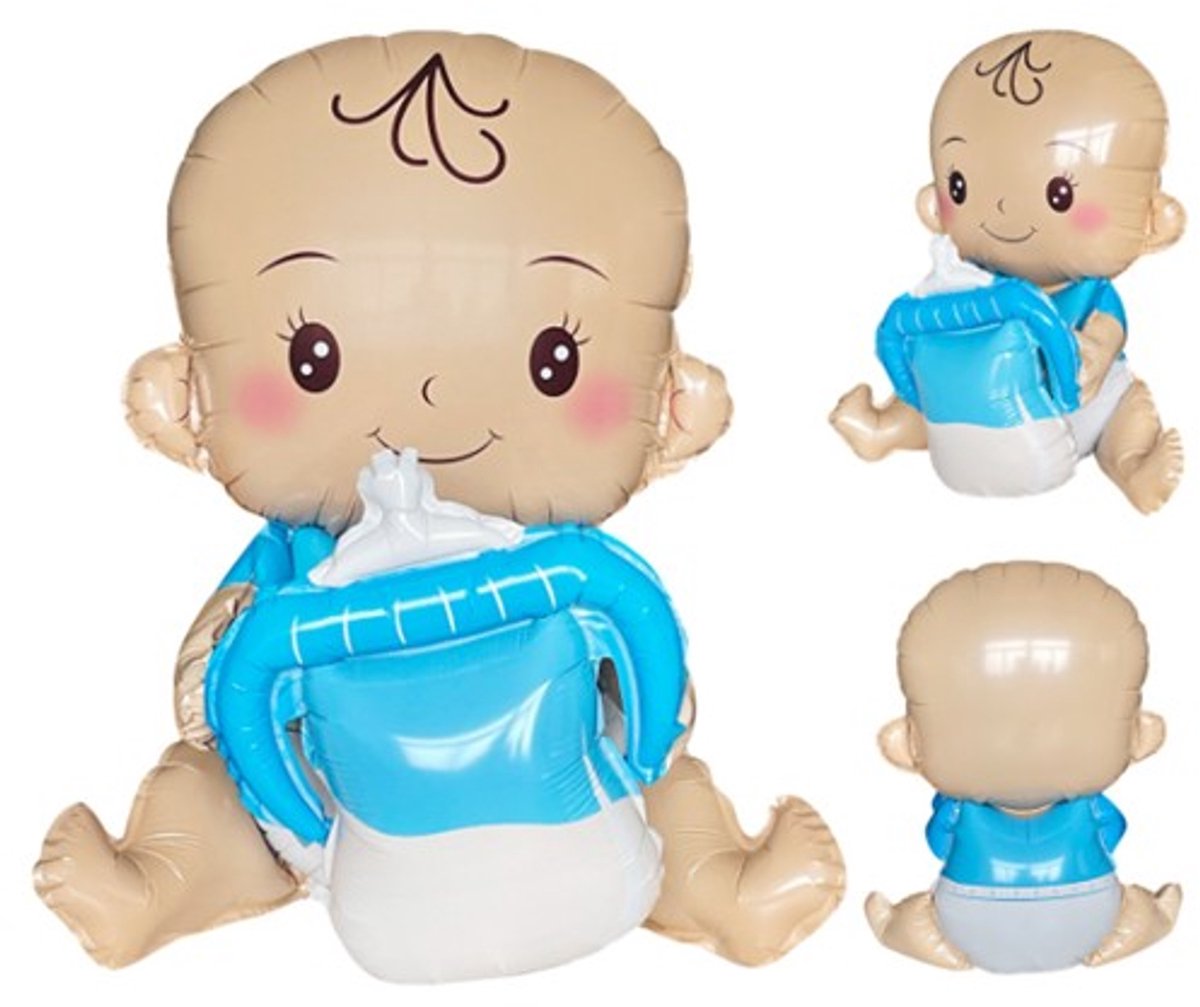 Folieballon Baby Jongen XL – Zittende Baby met Fles – 50 cm