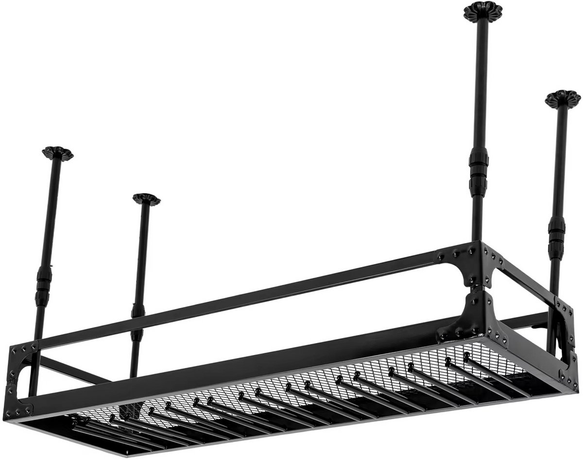 Naiz - Wijnrek - Hangend - Metaal - Plafond gemonteerd - Verstelbaar - Zwart - 100x35x35-55 cm