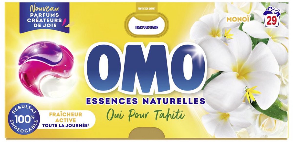 OMO Lessive Capsules 3-en-1 Monoï – Krachtige Reiniging & Tropische Frisheid – Wasmiddelcapsules