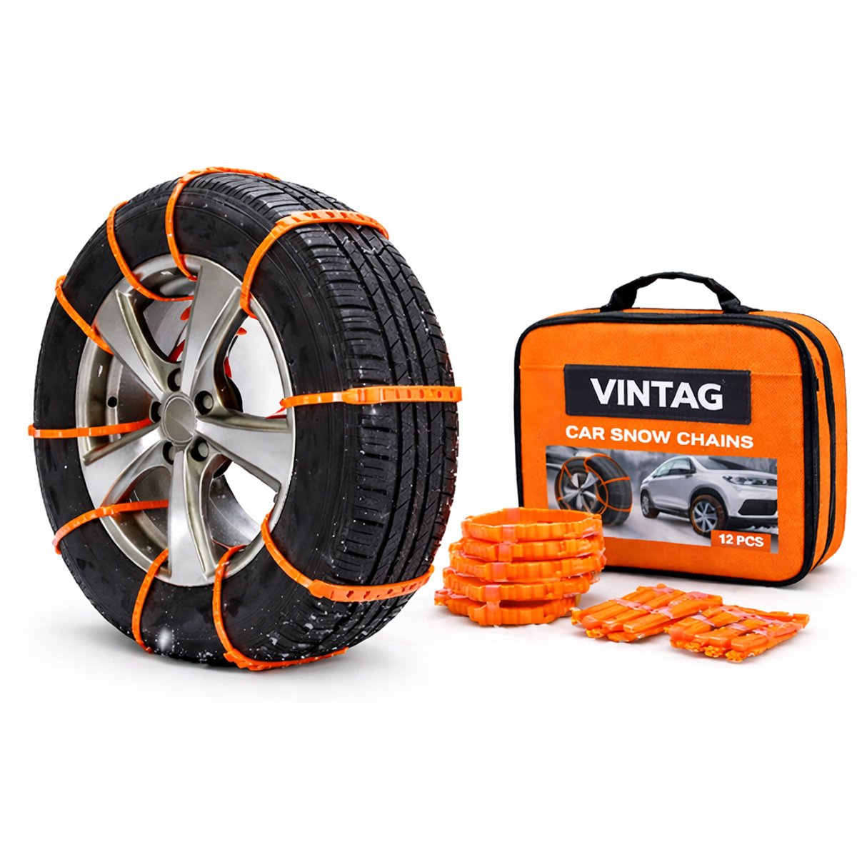 Sneeuwketting - Antislip voor Autobanden - 12 DLG - Sneeuwgrips - Rood productafbeelding