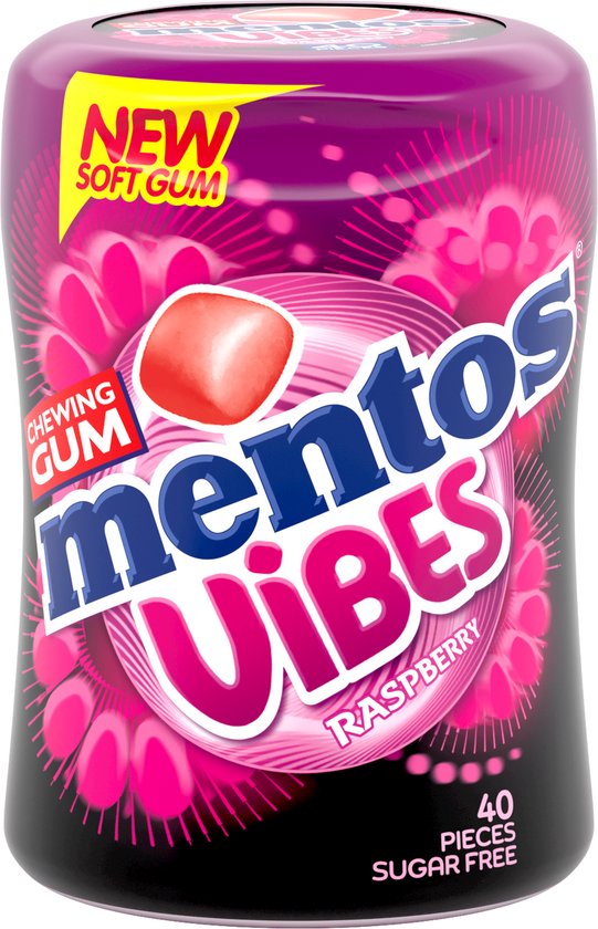 Mentos Gum Vibes Raspberry - Kauwgom - Suikervrij - 6x40stuks