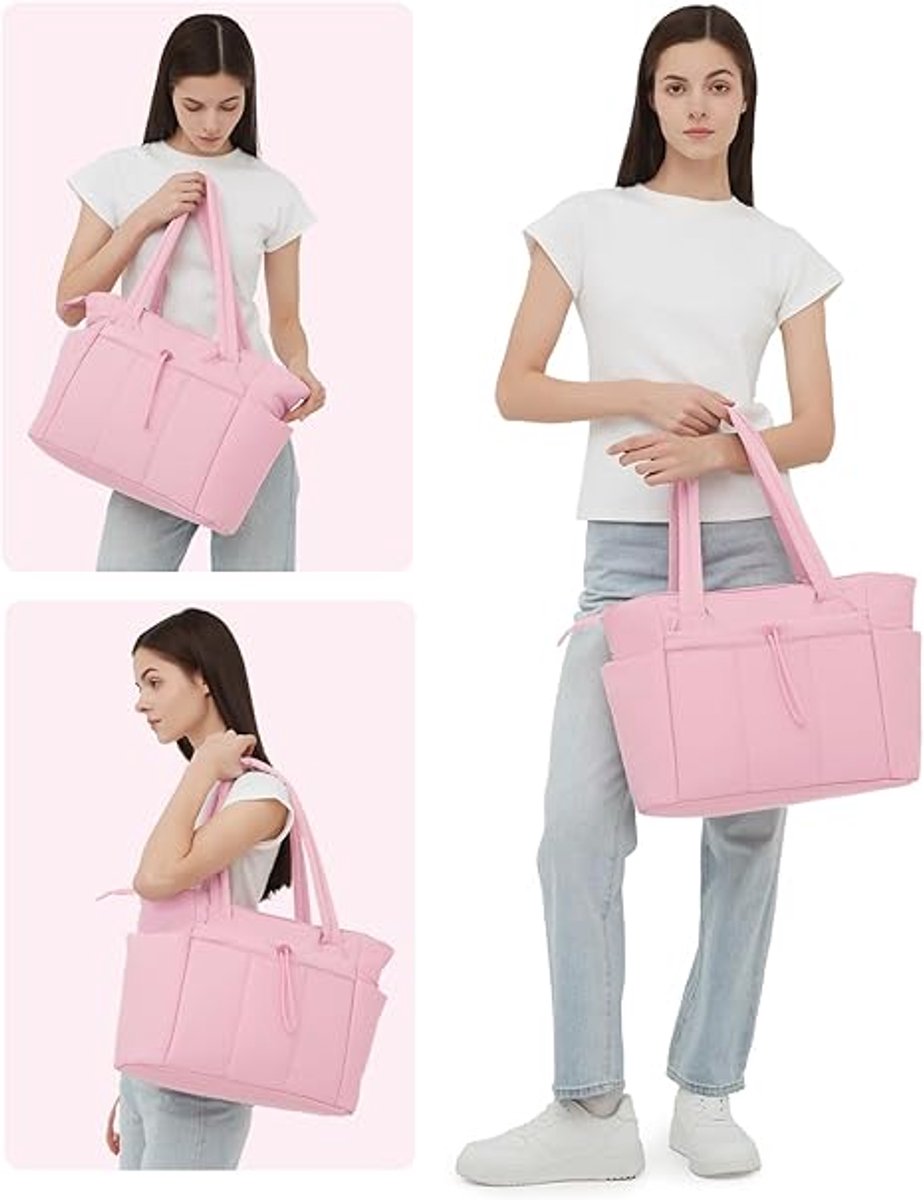 Tassen - Handtassen - Sporttassen - Dameshandtassen - Reistassen - Werktassen - Luiertassen - Met bekerhouder - Met laptopvak - Geschikt voor reizen - werk - verpleegkundigen - vrouwen - strand - winkelen - roze – foto 2