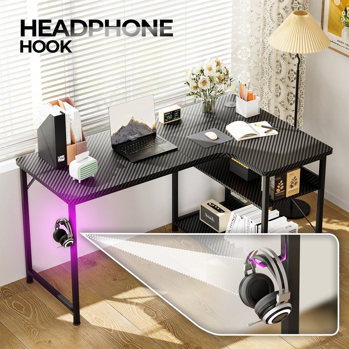 COMHOMA COMHOMA L-vorm 120 cm Hoekbureau - afbeelding 4