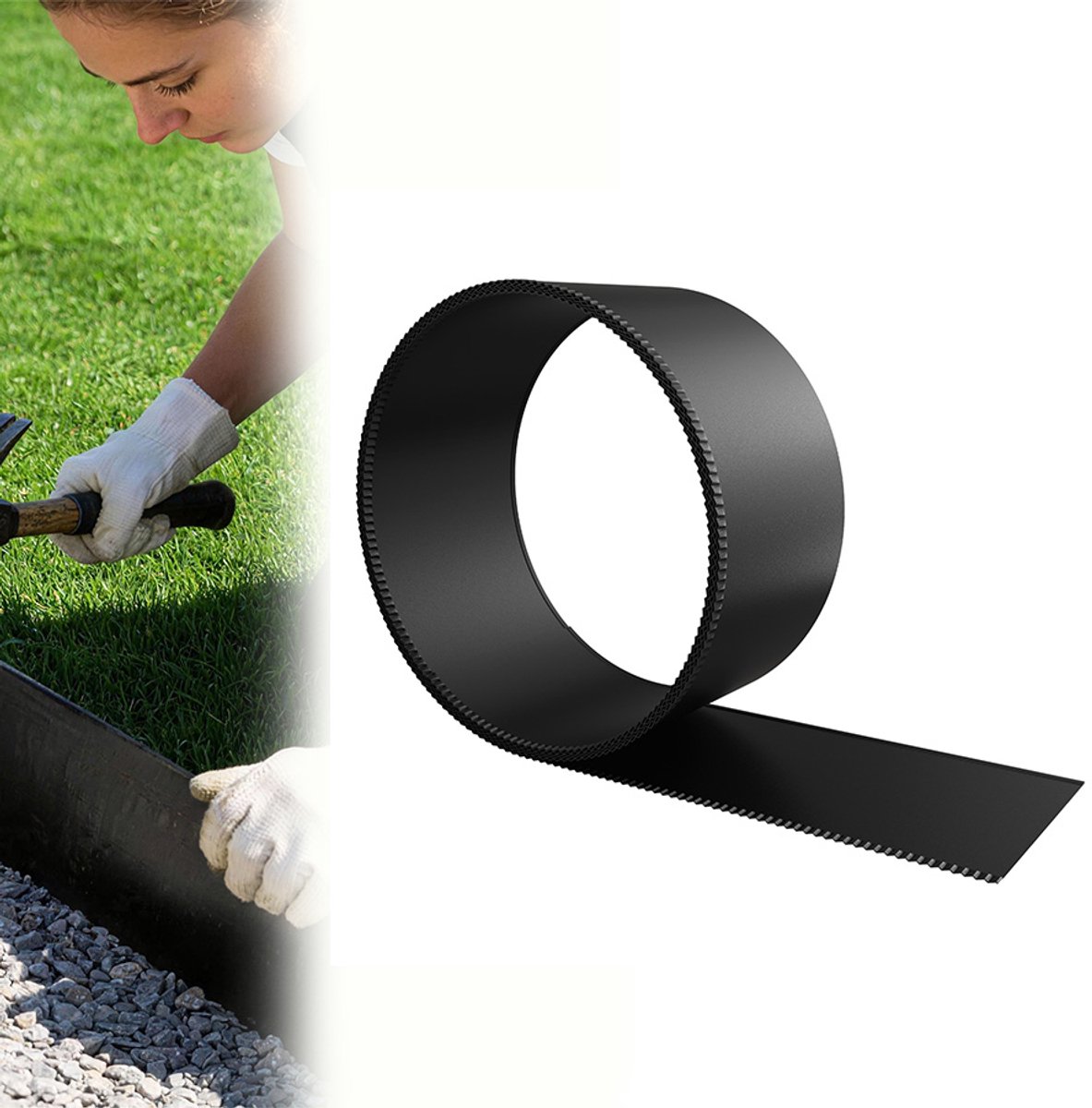 Aufun metalen gazonrand – 5 meter – hoogte 15 cm – zwart – voor tuin, binnenplaats en bloembedden