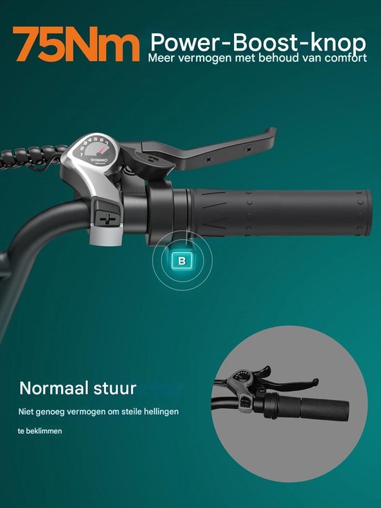 ENGWE L20 Boost Elektrische fiets - 20 * 4.0 Inch - Actieradius 120km - Verwijderbare batterij 48V13Ah - Motor 250W - Shimano 7 versnellingen - LCD Display- Mechanische Schijfremmen - 20 Inch Commuter E-Bike - Zwart van ENGWE — afbeelding 5